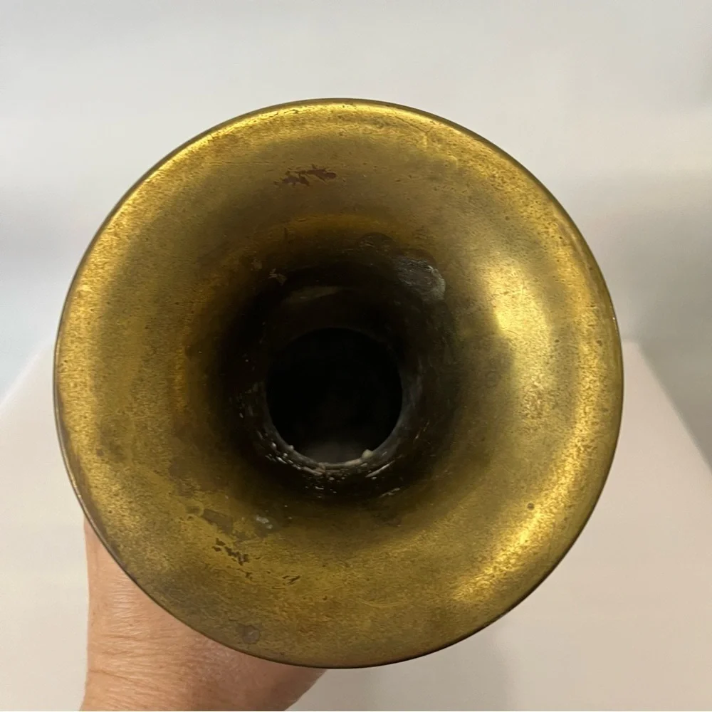 Vintage Red Cinnabar Vase Brass